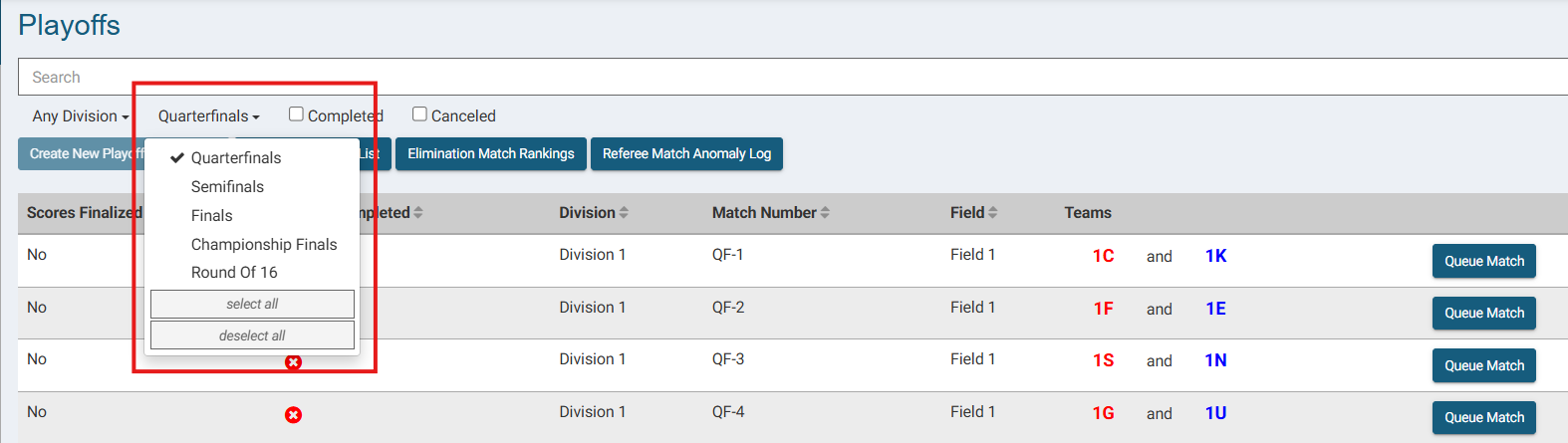 Elimination Match dropdown menu.png